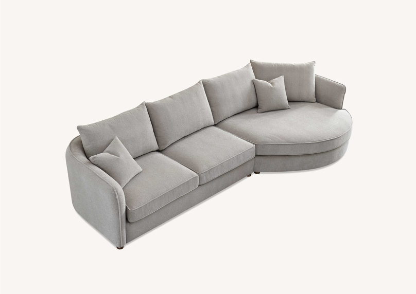 Rubin Corner Chaise Sofa in Pebble Boucle