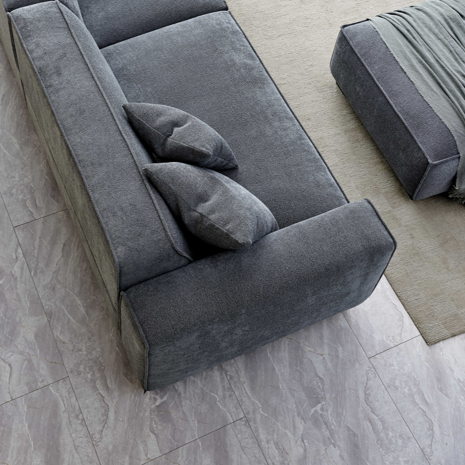 Dakota 4 seater sofa with Chaise in Charcoal Boucle