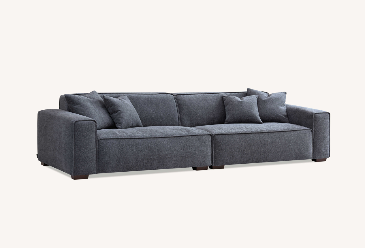 Dakota 4 seater sofa with Chaise in Charcoal Boucle