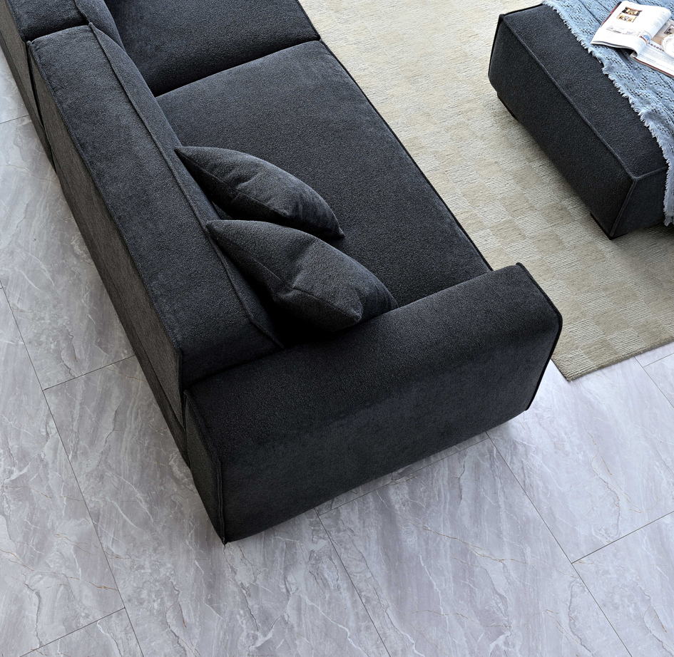 Dakota 4 seater sofa with Chaise in Midnight Boucle