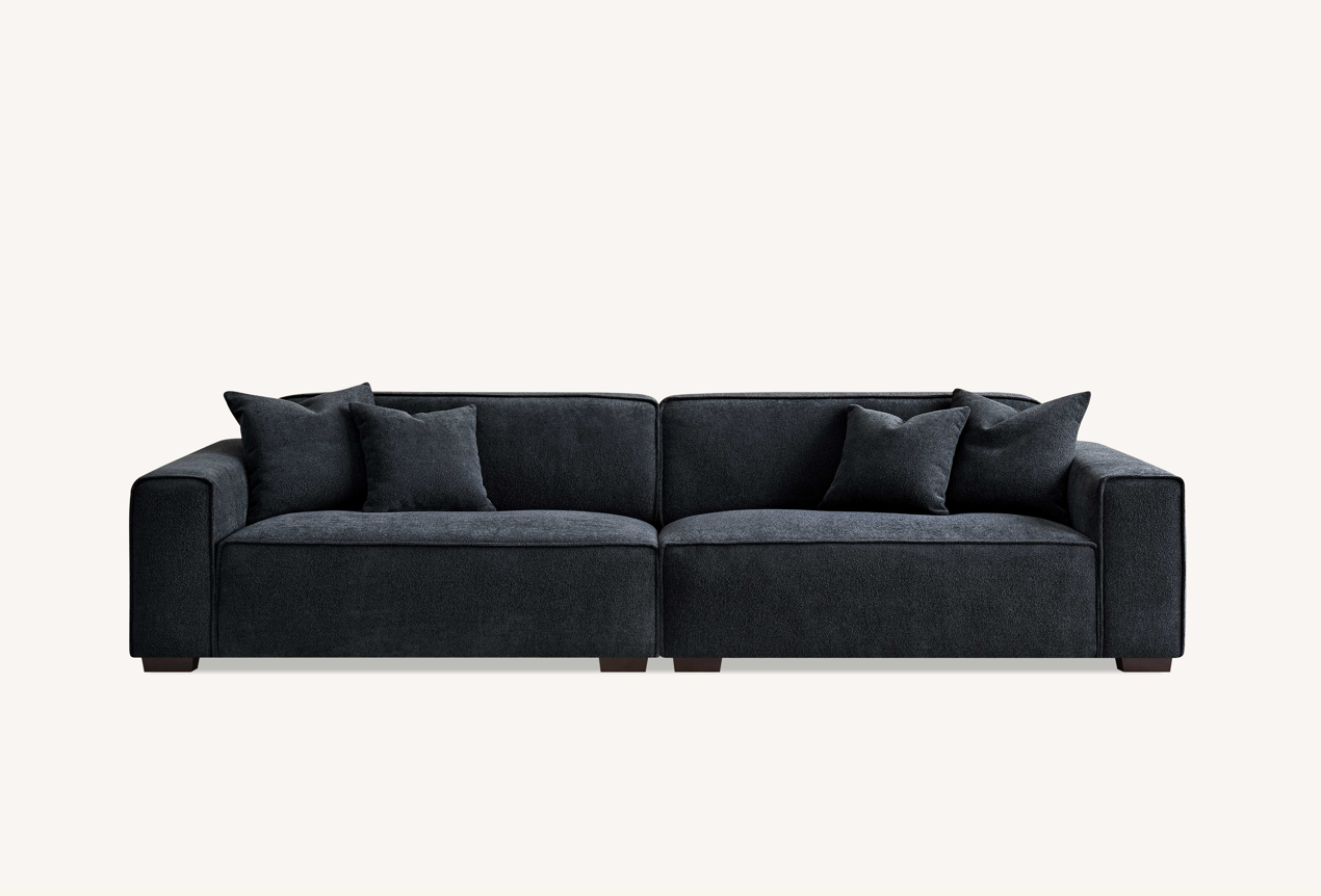 Dakota 4 seater sofa with Chaise in Midnight Boucle