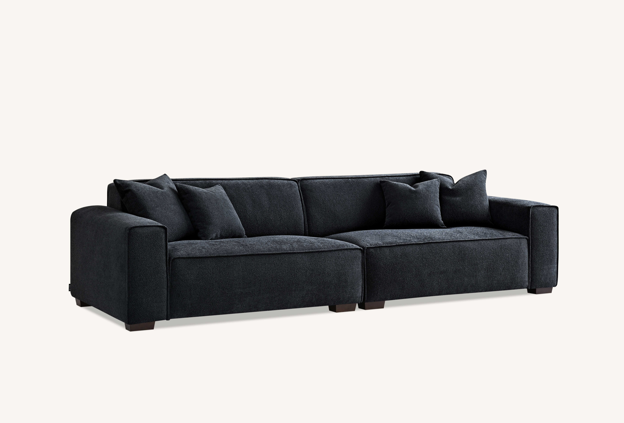 Dakota 4 seater sofa with Chaise in Midnight Boucle