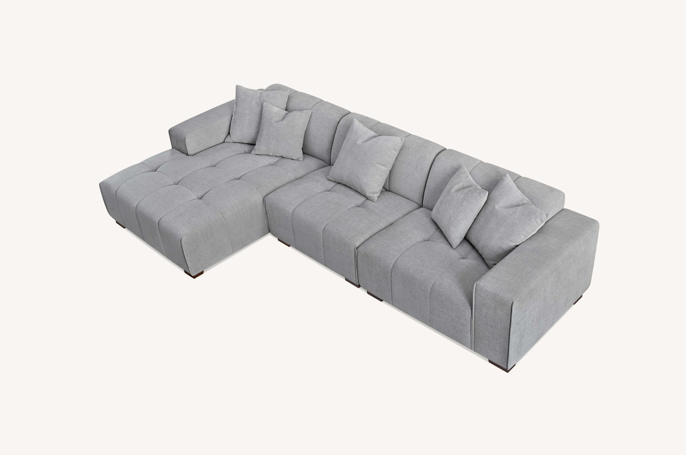 Leonard Left Hand Corner Sofa Group in Cloudy Grey Boucle