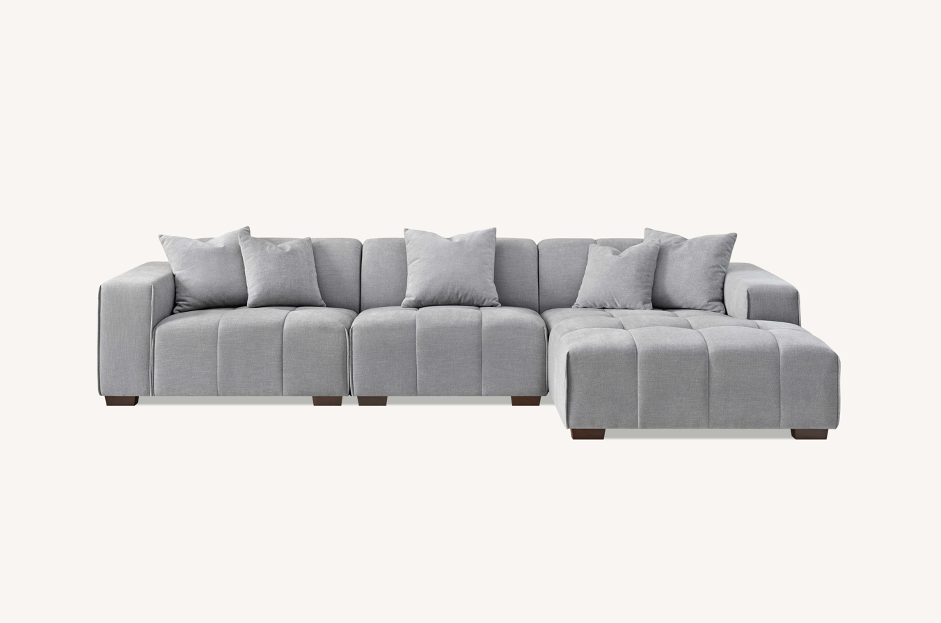 Leonard Right Hand Corner Sofa Group in Cloudy Grey Boucle
