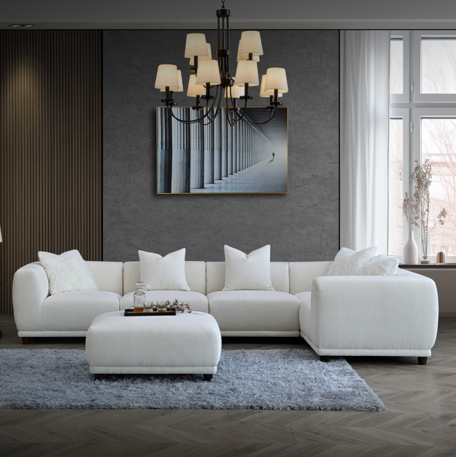Lottie Modular Corner Sofa Group in Polar Boucle