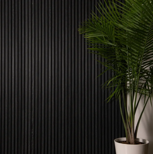 Deluxe Acoustic Slatted Wall Panels 240 x 60cm - Charcoal Black
