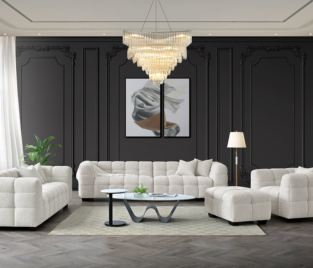 Tribeca Sofa Range in Oatmeal Boucle Fabric