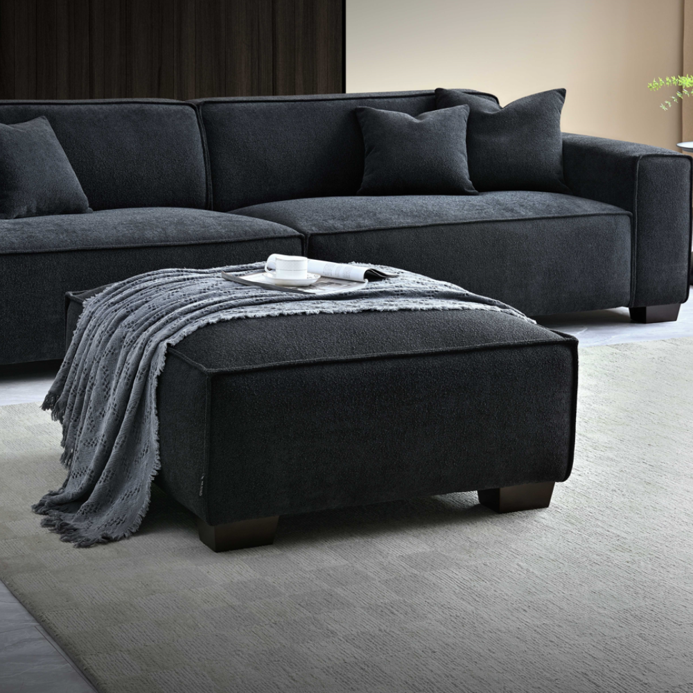 Dakota 4 seater sofa with Chaise in Midnight Boucle