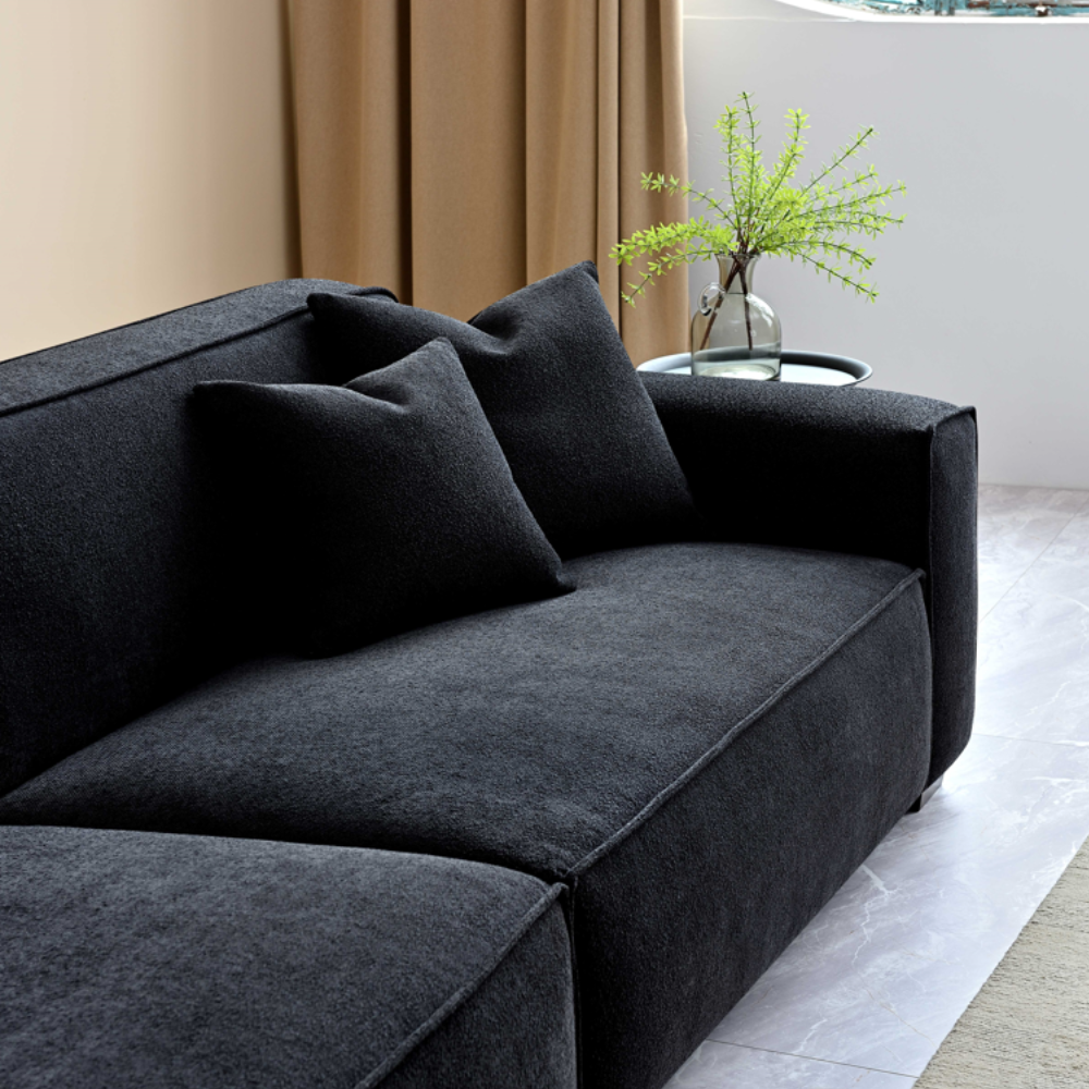 Dakota 4 seater sofa with Chaise in Midnight Boucle