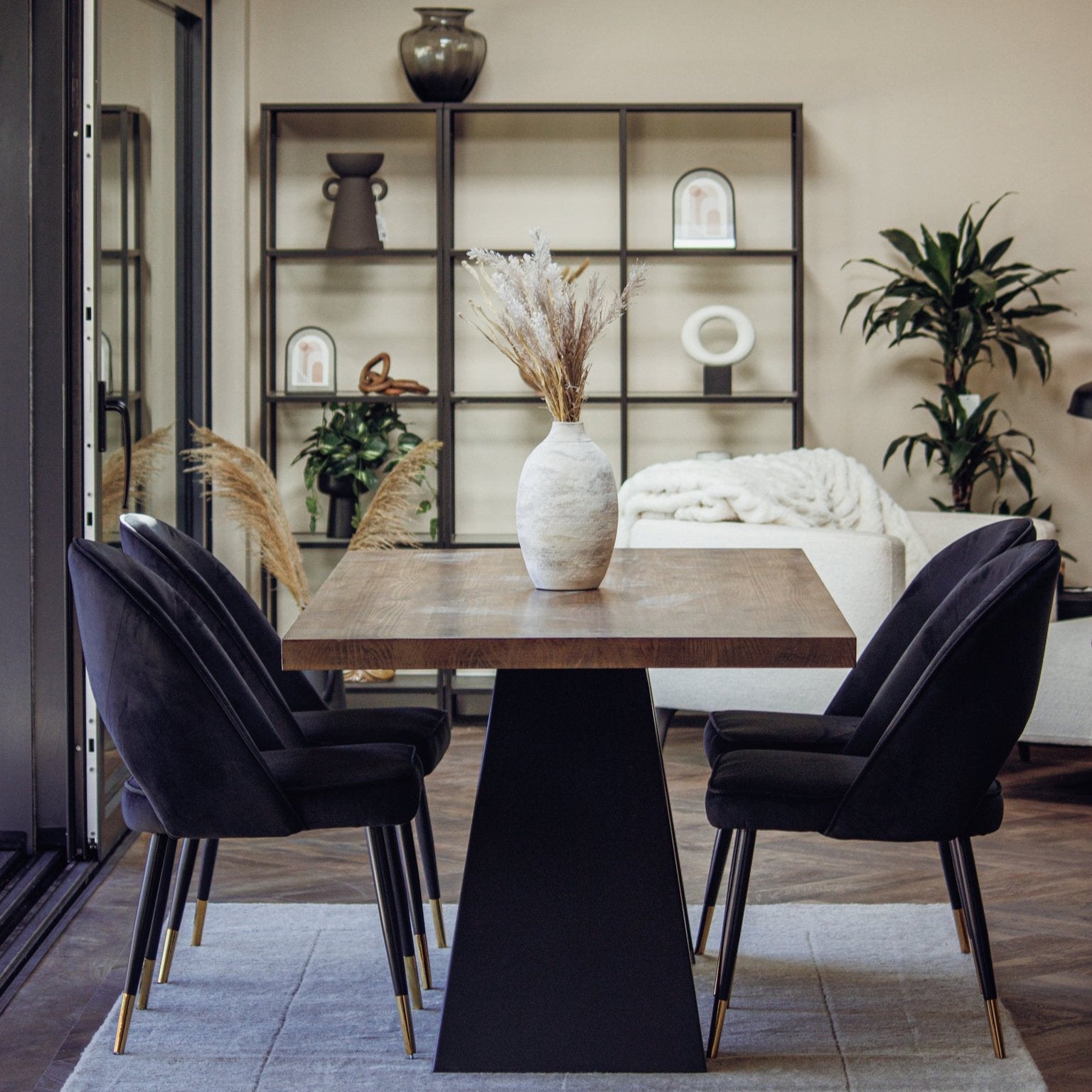 Akira 180cm Wooden Dining Table with Matte Black Legs
