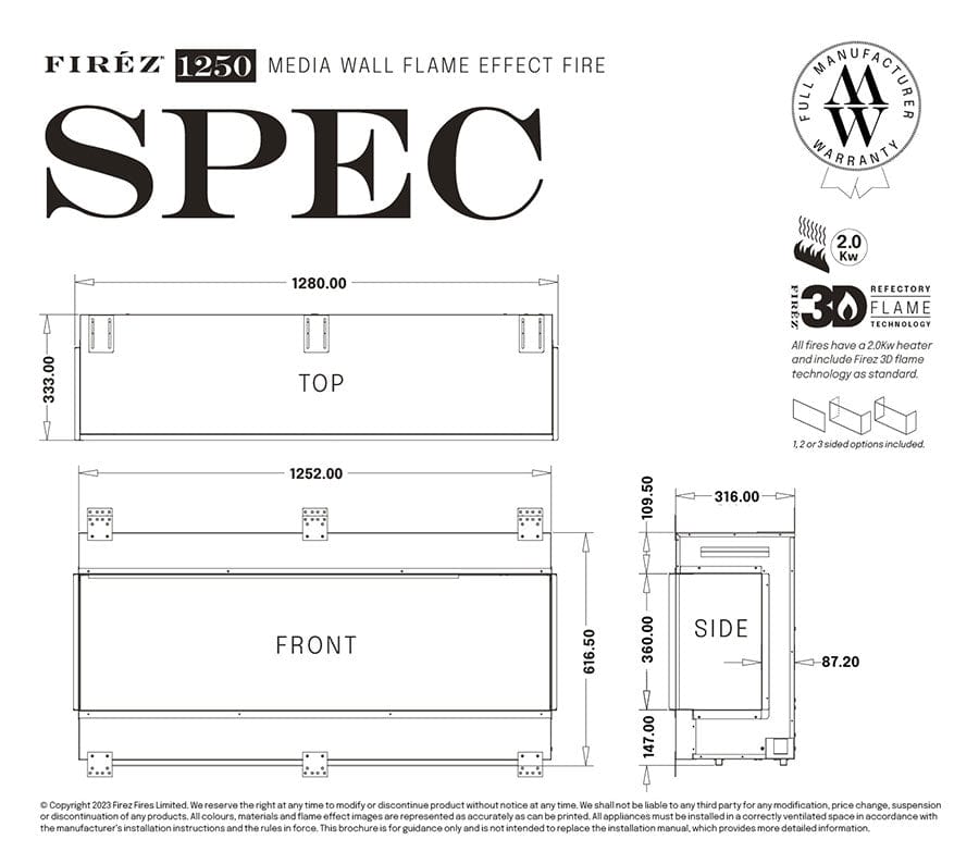 FIRÉZ 1250 Electric Fireplace