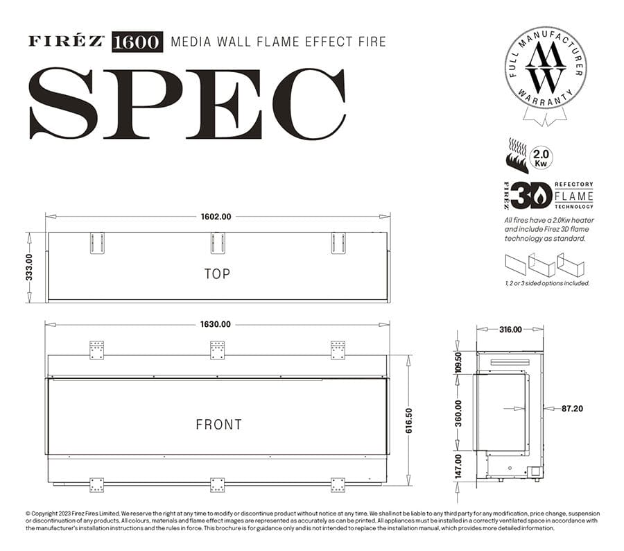 FIRÉZ 1600 Electric Fireplace