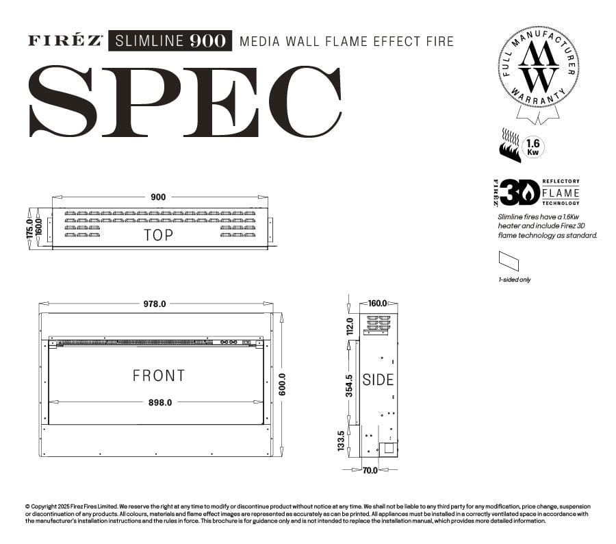 FIRÉZ 900 Slimline Electric Fireplace