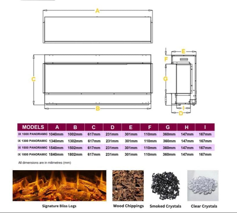 Infinix Panoramic 1300 HD Built-In Electric Fire
