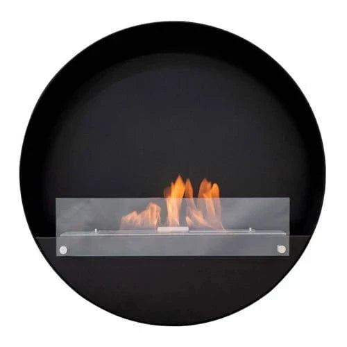 Delaware Large Round Wall Mounted Biofireplace - Black