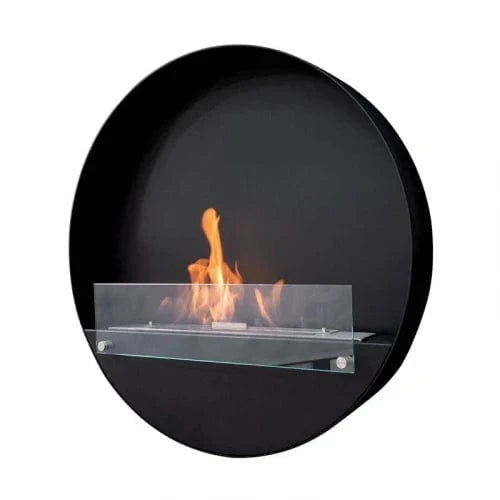 Delaware Large Round Wall Mounted Biofireplace - Black