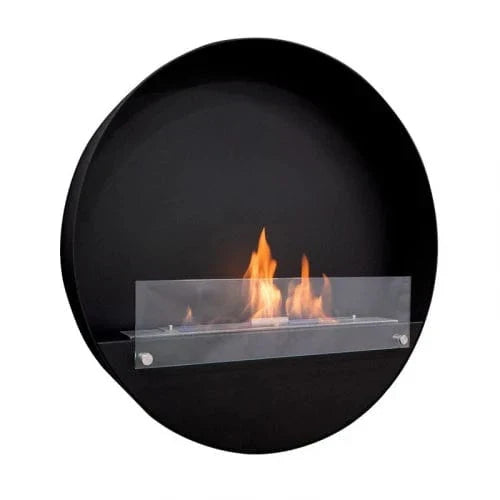 Delaware Large Round Wall Mounted Biofireplace - Black
