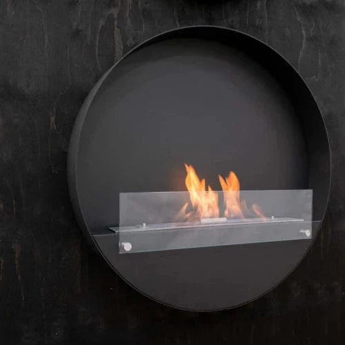 Delaware Large Round Wall Mounted Biofireplace - Black