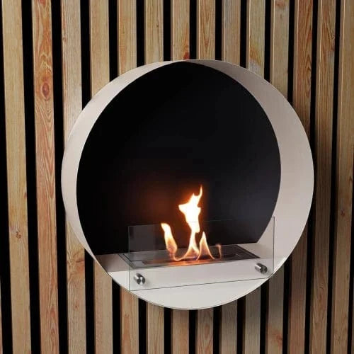 Delaware Round Wall Mounted Biofireplace - White