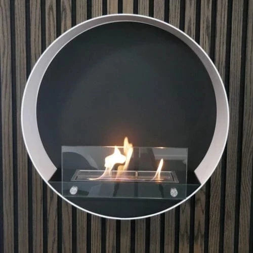 Delaware Round Wall Mounted Biofireplace - White