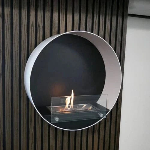 Delaware Round Wall Mounted Biofireplace - White