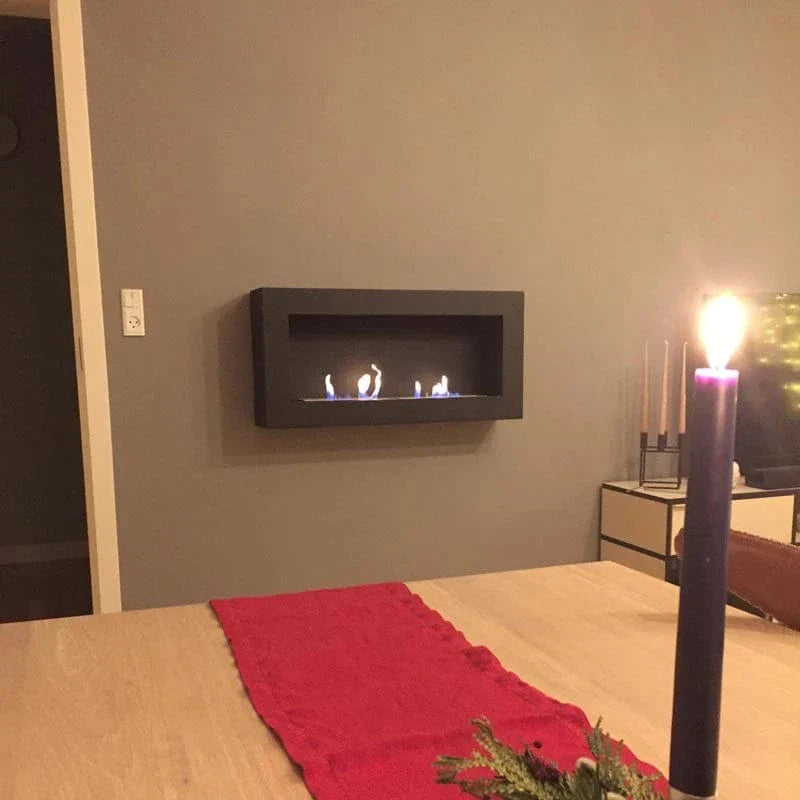 Large Wall Mounted Biofireplace - Black