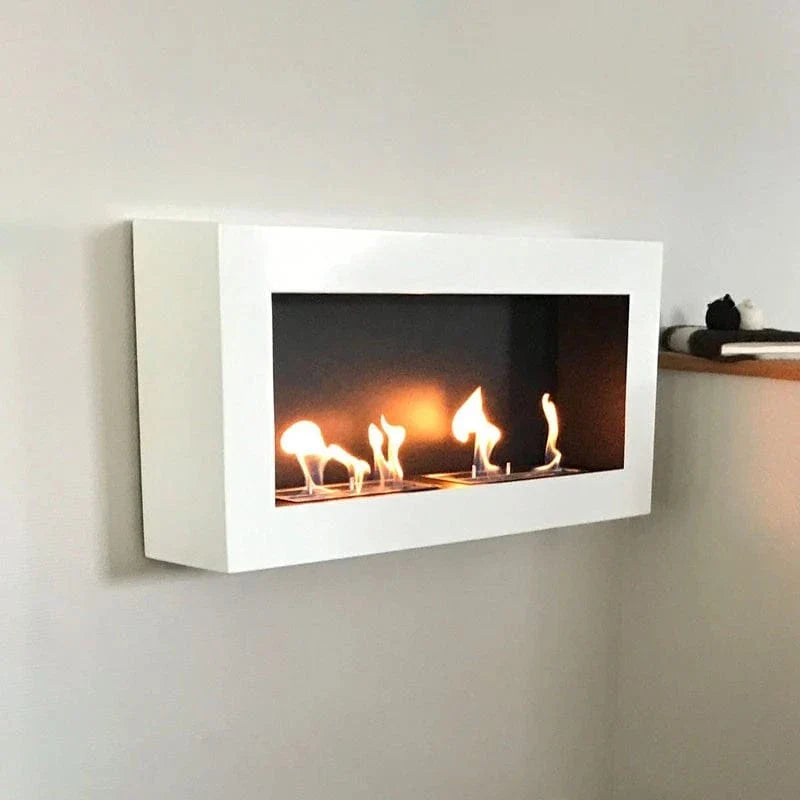 Large Wall Mounted Biofireplace - White